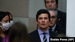 Sergio Moro à chegada da conferência de imprensa em que anunciou a sua demissão