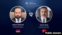 Hakan Fidan və Ararat Mirzoyan (Mənbə: Erm'nistan XIarici Işlər Nazirliyi)