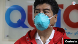 El ahora removido alcalde de Quito, Jorge Yunda, cuando hablaba de su gestión contra la pandemia del coronavirus.