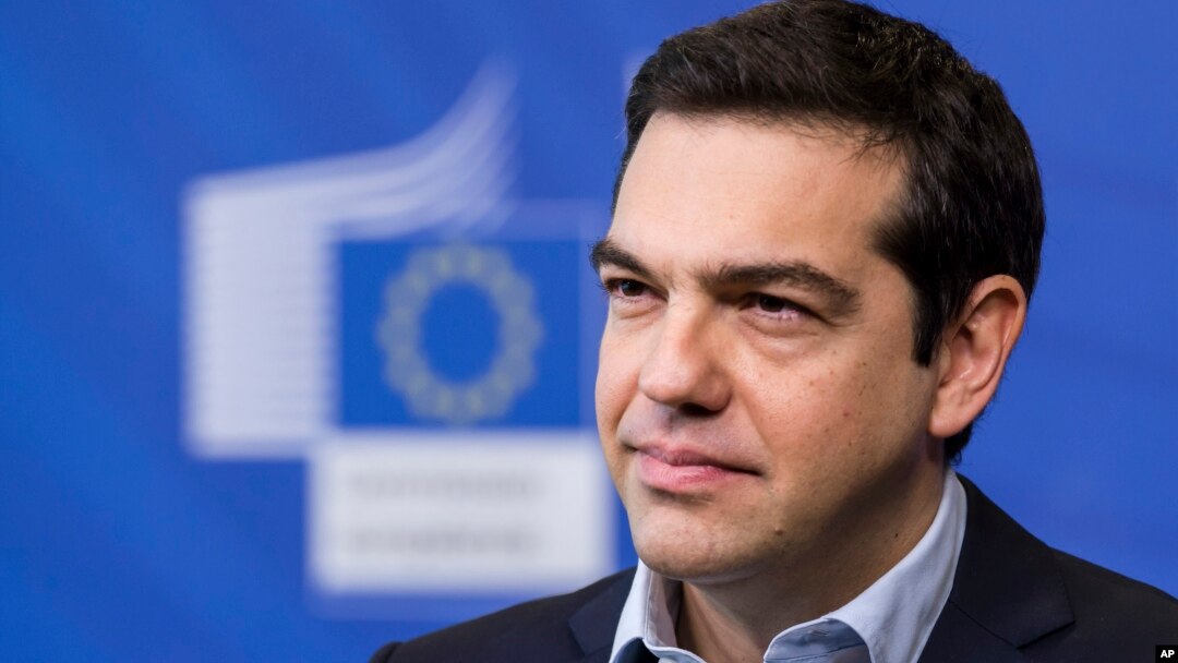 Greece's Prime Minister Alexis Tsipras addresses the media at the European Commission headquarters in Brussels, March 13, 2015. 