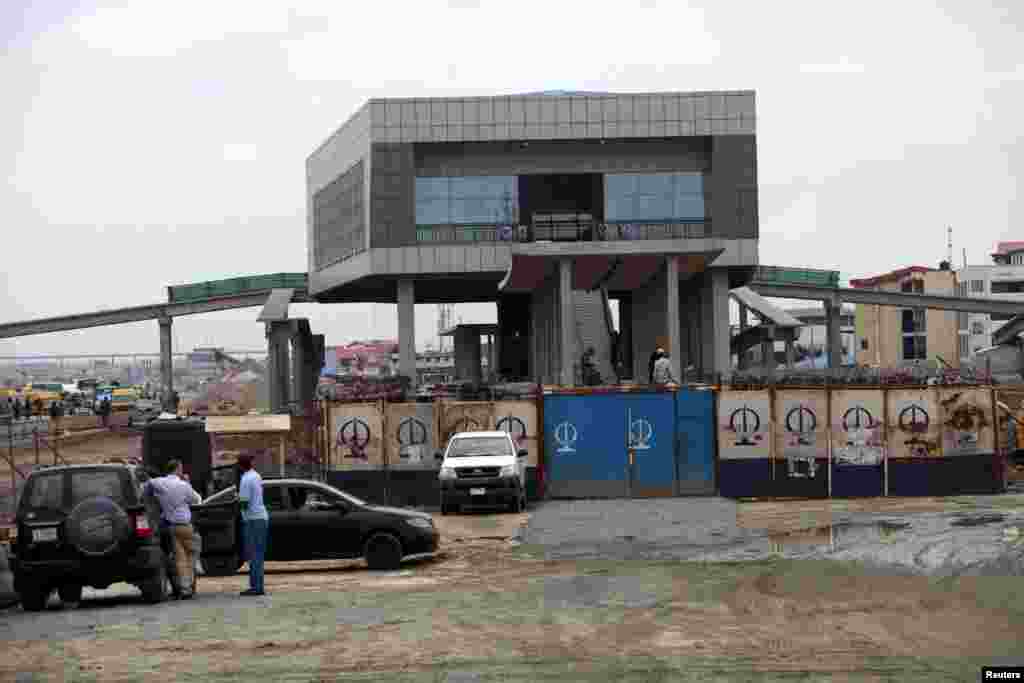 A light rail station is seen under construction at the Orile-Iganmu district in Lagos.