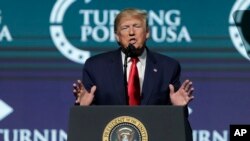 President Donald Trump speaks at the Turning Point USA Student Action Summit at the Palm Beach County Convention Center, Dec. 21, 2019, in West Palm Beach, Fla. 