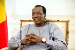 FILE - In this April 20, 2016 photo, Chadian President Idriss Deby Itno meets with U.S. Ambassador to the United Nations Samantha Power at the presidential palace in N'Djamena, Chad.