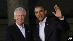 Shugaban Italiya Mario Monti da Shugaba Barack Obama na Amurka