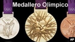 Medali yang diperebutkan di Olimpiade London 2012 (Foto: dok). Media pemerintah Korut mengecam surat kabar Australia atas penyebutan "Korea Nakal" di media tersebut saat memberitakan penghitungan perolehan medali Olimpiade 2012.