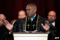 FILE - Pastor Tony Lowden speaks during a funeral service for former US First Lady Rosalynn Carter, at Maranatha Baptist Church in Plains, Georgia, on November 29, 2023.