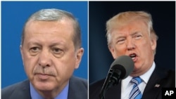 Presiden Amerika Serikat Donald Trump (kanan) dan Presiden Turki Recep Tayyip Erdogan.