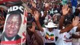 Supporters of the opposition Movement For Democratic Change (MDC) raise their hands as they cheer their leader Morgan Tsvangirai during a rally in Harare January 20, 2008.