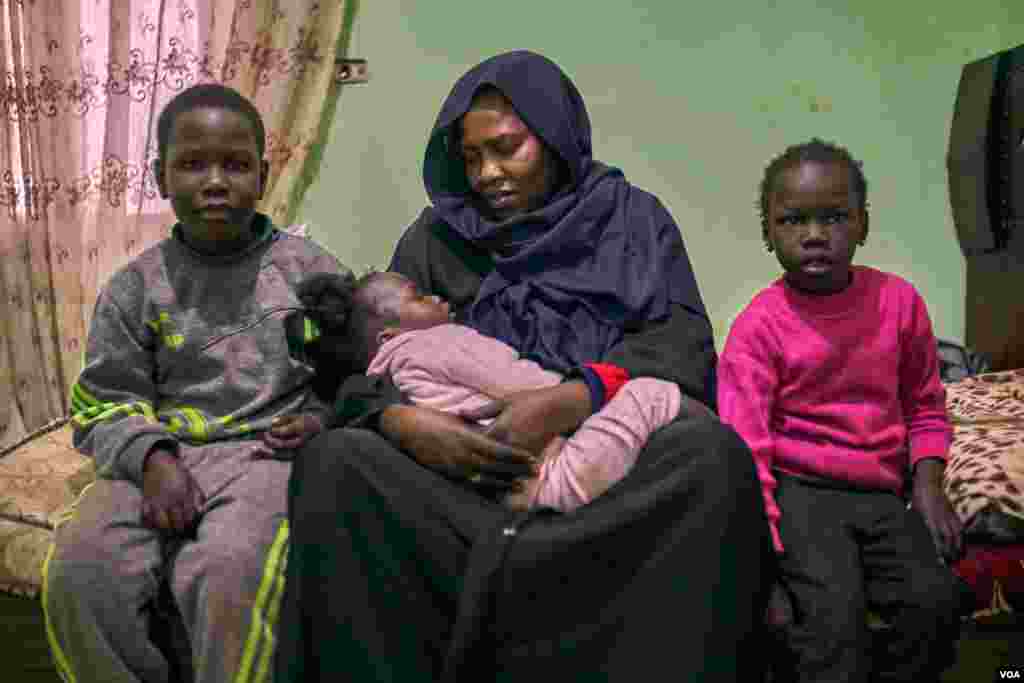 Remaz, from Khartoum, is a diabetic whose husband left her and their three children and went back to Sudan after facing discrimination in Egypt. She says, &quot;I cannot work because of my poor health, and we live on charity money coming from mosques.&quot; 