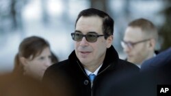 U.S. Treasury Secretary Steven Mnuchin is pictured in Davos, Switzerland, site of the annual World Economic Forum., Jan. 24, 2018. 