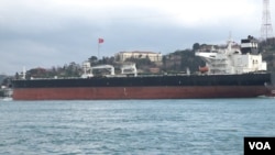 Large supertankers carrying hazardous loads use daily the Bosporus waterway, which bisects Istanbul, a city of over 15 million people. (Dorian Jones/VOA News)