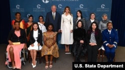 First Lady Melania Trump and Under Secretary Shannon Pose for a Photo With the 2017 International Women of Courage Awardees