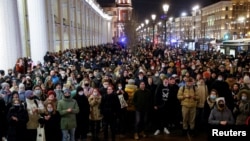 People participate in anti-war protest, in Saint Petersburg