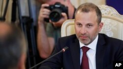 Lebanon's Foreign Minister Gebran Bassil, attends his meeting with Russian Foreign Minister Sergei Lavrov in Moscow, Russia, Aug. 20, 2018.