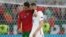 Cristiano Ronaldo du Portugal, à gauche, et Karim Benzema de la France, lors du match de l'Euro entre les deux pays, Budapest, le 3 juin 2021. 