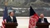 Afghan President Ashraf Ghani, right, speaks after a meeting with U.S. Secretary of State Mike Pompeo, at the presidential palace in Kabul, July 9, 2018. Pompeo used a surprise trip to step up the Trump administration's calls for peace talks between Afghanistan and the Taliban.