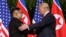 FILE - U.S. President Donald Trump shakes hands with North Korea leader Kim Jong Un at the Capella resort on Sentosa Island, June 12, 2018, in Singapore.