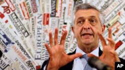 U.N. High Commissioner for Refugees Filippo Grandi meets journalists at the foreign press club in Rome, Sept. 14, 2018.