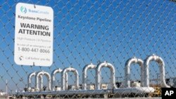 FILE - The Keystone Steele City pumping station, into which the planned Keystone XL pipeline is to connect, is seen in Steele City, Neb., Nov. 3, 2015.