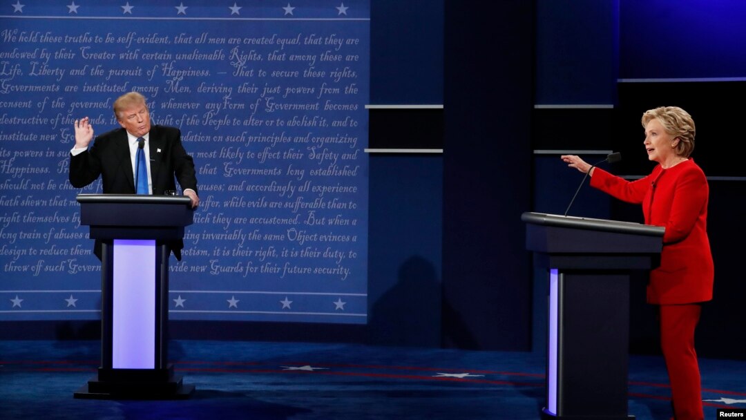 Republikanski predsednički kandidat Donald Tramp i demokratski predsednički kandidat Hilari Klinton u prvoj predsedničkoj debati.
