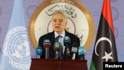 Utusan khusus PBB untuk Libya, Ghassan Salame, berbicara dalam konferensi pers di Tripoli, Libya. 