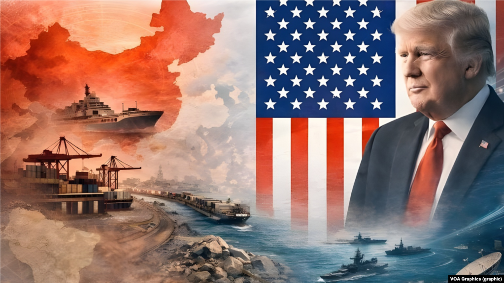 特朗普与中国关系示意图。