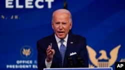 President-elect Joe Biden speaks at The Queen Theater in Wilmington, Del., Dec 22, 2020.