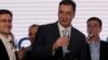 Lider SNS-a Aleksandar Vučić proslavlja pobedu na izborima u Srbiji