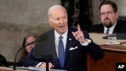 President Joe Biden delivers the State of the Union address to a joint session of Congress at the U.S. Capitol, Feb. 7, 2023, in Washington. 