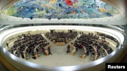2020年2月27日聯合國人權事務高級專員巴切萊特在瑞士日內瓦聯合國人權理事會會議上講話。 
