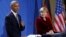 AQSh Prezidenti Barak Obama (chapda) Germaniya Kansleri Angela Merkel bilan, Berlin, 17-noyabr, 2016-yil.