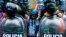 An Argentine fan stands between policemen as they gather to welcome their team outside the Argentine Football Association (AFA)&nbsp;in Buenos Aires after Argentina lost to Germany in their 2014 World Cup final soccer match.