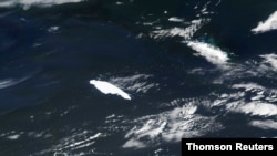 Satellite image of the A-68A iceberg near South Georgia island in the South Atlantic