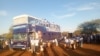 Umbrella for Democratic Change activists gather for a rally after their failed protest in Gaborone, Botswana, Oct. 26 2024. (Mqondisi Dube/VOA)