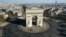 An aerial view shows the deserted Place de l'Etoile and the Arc de Triomphe in Paris, during a lockdown imposed to slow the spread of the coronavirus disease (COVID-19) in France, April 1, 2020.
