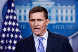 National Security Adviser Michael Flynn speaks during the daily news briefing at the White House, in Washington, Feb. 1, 2017.