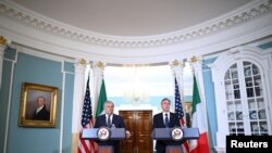 Державний секретар США Ентоні Блінкен та міністр закордонних справ Італії Антоніо Таяні під час брифінгу у Державному департаменті США у Вашингтоні. 12 червня, 2023. Mandel Ngan/Pool via REUTERS