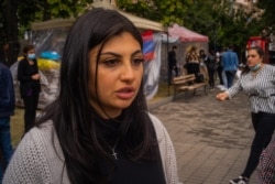 Suzie Azizbekyan, 23, says, for her, the fight for Nagorno-Karabakh is a fight for her country’s existence amid growing outrage on both sides in Yerevan, Armenia on Oct. 6, 2020. (Yan Boechat/VOA)
