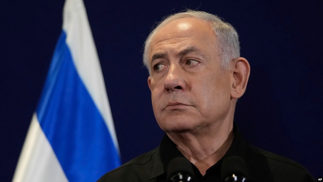 Thủ tướng Israel Benjamin Netanyahu trong một cuộc họp báo.