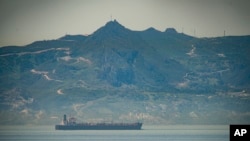 The vessel the Clavel sailing on international waters crossing the Gibraltar stretch on May 20, 2020, as five Iranian tankers likely carrying at least $45.5 million worth of gasoline and similar products are now sailing to Venezuela.