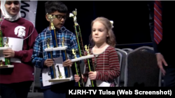 Five-year-old Edith Fuller is the youngest person ever to qualify for the Scripps National Spelling Bee (KJRH-TV Tulsa video screengrab) 