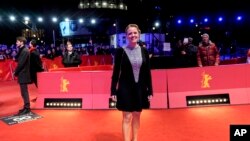 German film director Julia von Heinz poses for photographers at the premiere for the film 'Treasure' during the International Film Festival, Berlinale, in Berlin, Feb. 17, 2024.