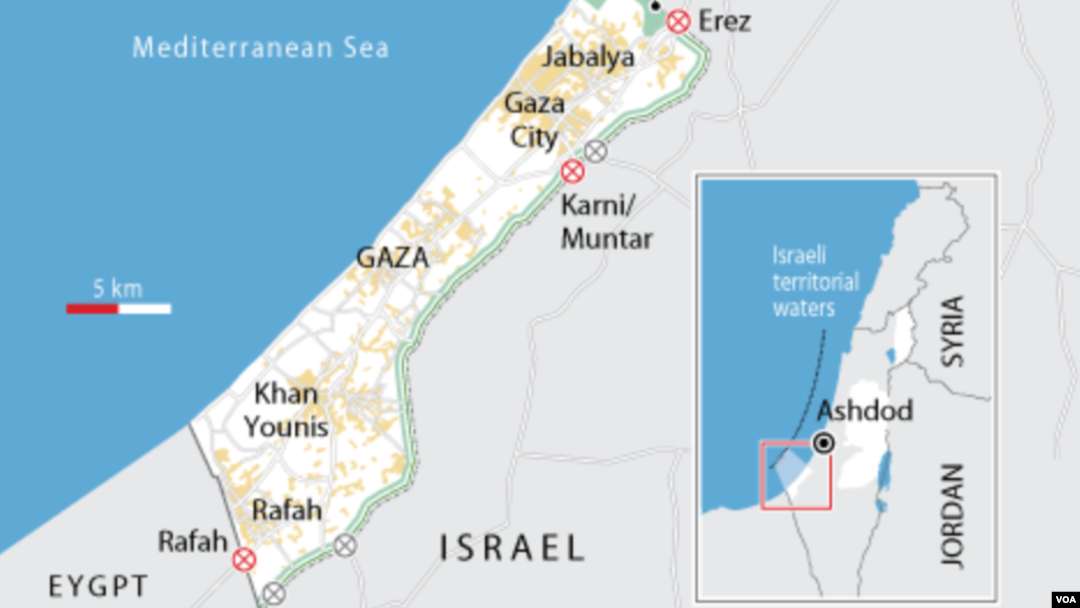 Peta jalur perbatasan Gaza (Foto: dok).