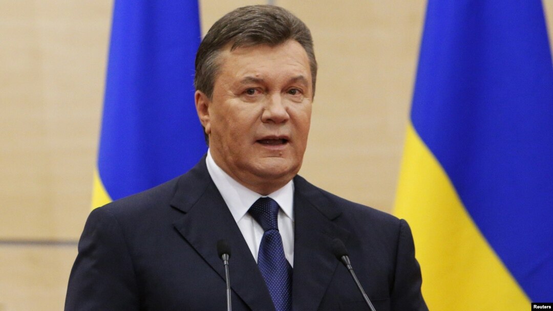 Ousted Ukrainian President Viktor Yanukovych makes a statement during a news conference in the Russian southern city of Rostov-on-Don, March 11, 2014. 