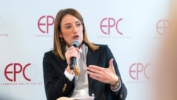 Roberta METSOLA, Ketua Parlemen Uni Eropa menyampaikan pidato di European Policy Center (EPC), 4 Maret 2025. (Facebook/@roberta.metsola)