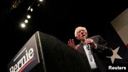 U.S. Democratic presidential candidate Senator Bernie Sanders addresses his first rally after the Nevada caucuses in the Abraham Chavez Theatre in El Paso, Texas, Feb. 22, 2020.