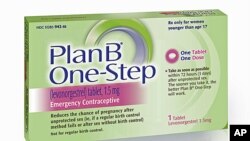 Packaging for the Plan B One-Step (levonorgestrel) tablet, one of the brands known as the "morning-after pill." (undated photo)