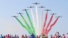 The Frecce Tricolori Italian Air Force aerobatic squad flying&nbsp;at the Rivolto air base&nbsp; prior to the 15th stage of the Giro d&#39;Italia cycling race in Italy.