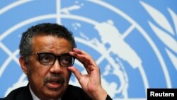 Darekta Janar na Hukumar Lafiya ta Duniya, WHO, Dr. Tedros Adhanom Ghebreyesus a wani taro da ya halarta a birnin Geneva