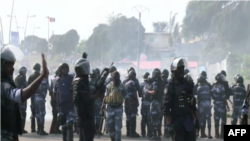 Police in the Rio district of Libreville, Gabon, on aughust 31 2016.